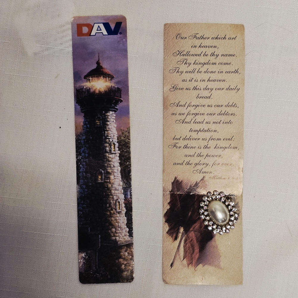 Vintage Bookmarks 1996 The Lord’s Prayer & DAV Lighthouse Star Spangled Banner
